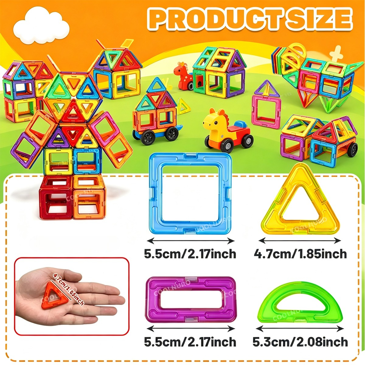 54/74pcs Magnetic Blocks Building Toys, Learning Educational Set